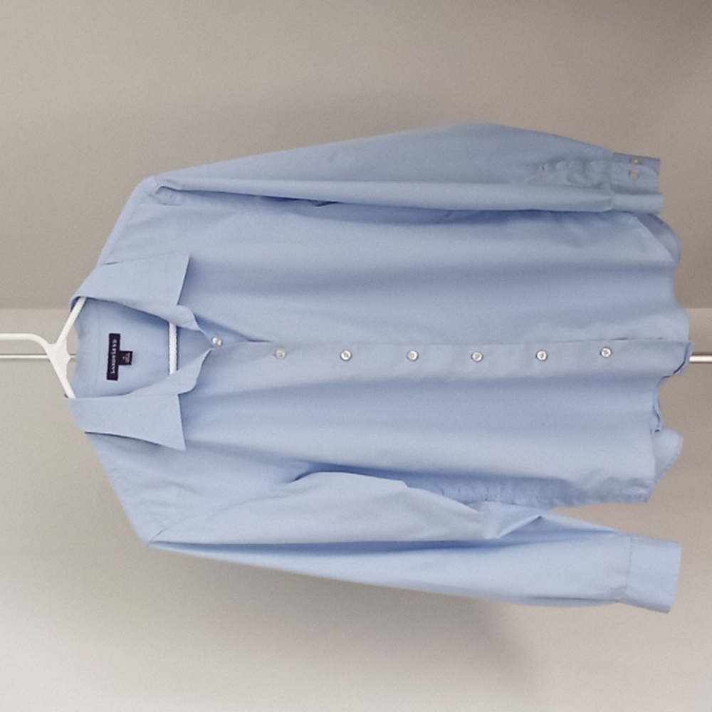 Women's blue Lands' End button up shirt EUC
